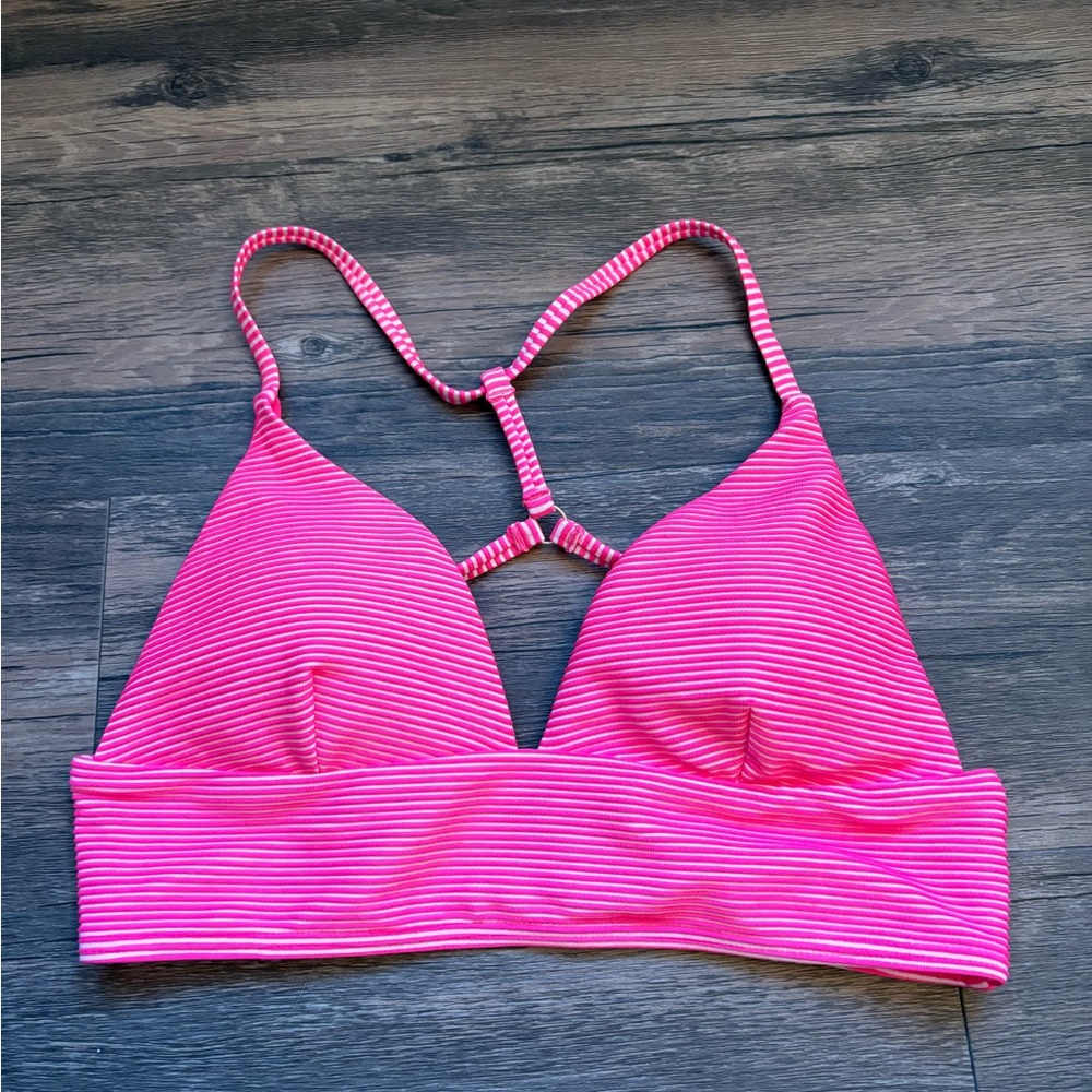 Pink Striped Women's Bikini Top